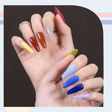 GAOY 42 Pcs Gel Nail Polish Kit, Black Brown Red Glitter Jelly Colors All Seasons Gel Nail Polish Set with Glossy & Matte Top Coat and Base Coat for Salon and DIY Manicure at Home