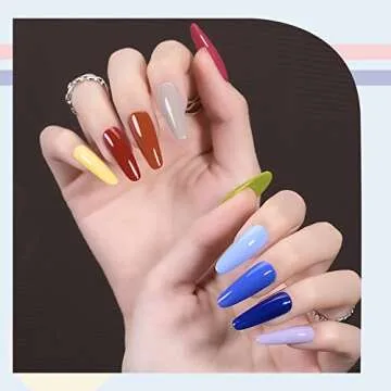 GAOY 42 Pcs Gel Nail Polish Kit, Black Brown Red Glitter Jelly Colors All Seasons Gel Nail Polish Set with Glossy & Matte Top Coat and Base Coat for Salon and DIY Manicure at Home