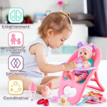deAO Baby Doll Play Set with Crib and Accessories 21 PCS