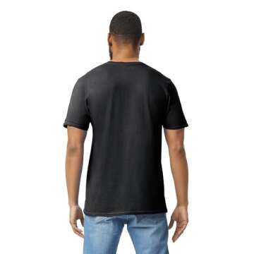 Gildan Adult Softstyle Cotton T-Shirt, Style G64000, Multipack, Black (2-Pack), Medium