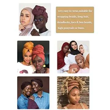 Nonbongoy 4PCS Head Wraps for Black Women Stretch Headwraps Super Soft Hair Wraps Turban Head Scarf for Braid Dreads Locs