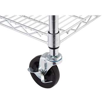 TRINITY Basics TBFC-0931 5-Tier Adjustable Wire Shelving with Wheels for Kitchen Organization, Garage Storage, Laundry Room, NSF Certified, 600 to 2250 Pound Capacity, 60” by 24” by 77”, Chrome