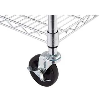 TRINITY Basics TBFC-0931 5-Tier Adjustable Wire Shelving with Wheels for Kitchen Organization, Garage Storage, Laundry Room, NSF Certified, 600 to 2250 Pound Capacity, 60” by 24” by 77”, Chrome