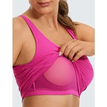 CRZ YOGA Women's V Neck Longline Padded Sports Bra