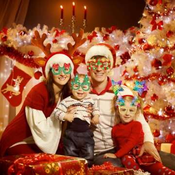 MGparty 32 Christmas Glasses Frames and Headbands Set