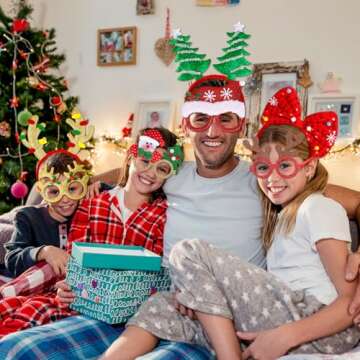 MGparty 32 Christmas Glasses Frames and Headbands Set
