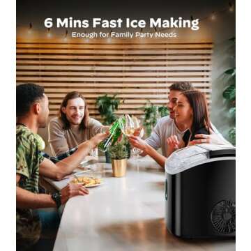 Nugget Ice Maker - Portable Pellet Ice Machine with Self-Cleaning Function, Ideal for Home & Parties