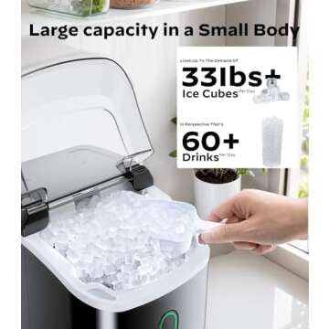 Nugget Ice Maker - 33lbs Daily Chewable Ice Production