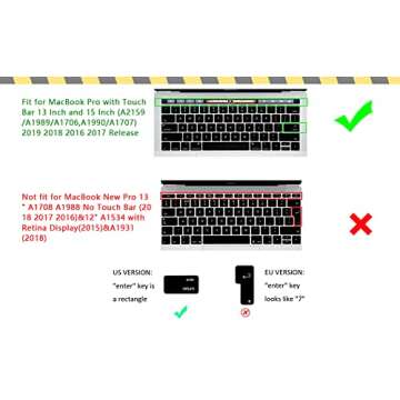 HRH Lightroom Shortcuts Hotkey Silicone Keyboard Cover Skin for MacBook Pro with Touch Bar 13 Inch and 15 Inch(A2159/A1989/A1706,A1990/A1707) 2019 2018 2016 2017 Release US Version