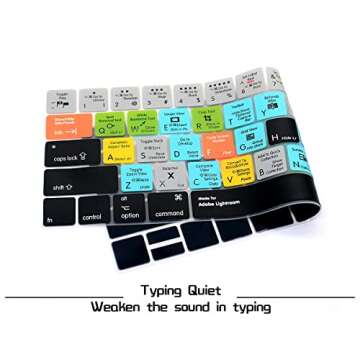 HRH Lightroom Shortcuts Hotkey Silicone Keyboard Cover Skin for MacBook Pro with Touch Bar 13 Inch and 15 Inch(A2159/A1989/A1706,A1990/A1707) 2019 2018 2016 2017 Release US Version