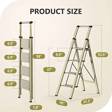 WOA WOA Lightweight 4 Step Folding Ladder for Home
