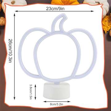 YAOZHOU Thanksgiving Table Decor,Pumpkin Lights Lamp, Neon Signs Battery Operated, Halloween Decorations Indoor, Cute Vintage Fall Decor for Home, Room, Kitchen, Desk, Office