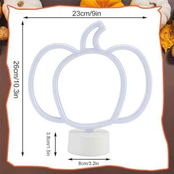 YAOZHOU Thanksgiving Table Decor,Pumpkin Lights Lamp, Neon Signs Battery Operated, Halloween Decorations Indoor, Cute Vintage Fall Decor for Home, Room, Kitchen, Desk, Office