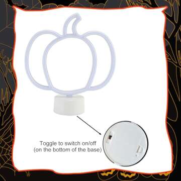 YAOZHOU Thanksgiving Table Decor,Pumpkin Lights Lamp, Neon Signs Battery Operated, Halloween Decorations Indoor, Cute Vintage Fall Decor for Home, Room, Kitchen, Desk, Office