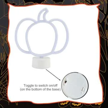 YAOZHOU Thanksgiving Table Decor,Pumpkin Lights Lamp, Neon Signs Battery Operated, Halloween Decorations Indoor, Cute Vintage Fall Decor for Home, Room, Kitchen, Desk, Office