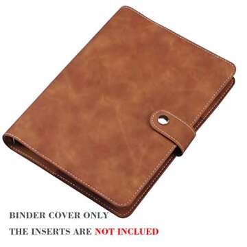 A5 PU Leather Notebook Binder – Refillable 6 Ring Binder Cover for A5 Paper