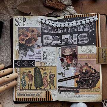 CATaireen Scrapbooking Supplies Kit Ephemera Pack Vintage Mixed Media Junk Journal Decoupage Paper Art Collage Craft Scrapbox Embellishment Scrapbook 41 pcs