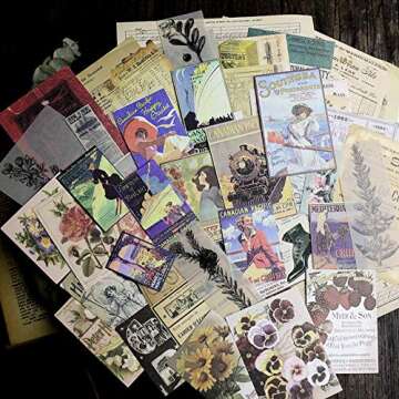 CATaireen Scrapbooking Supplies Kit Ephemera Pack Vintage Mixed Media Junk Journal Decoupage Paper Art Collage Craft Scrapbox Embellishment Scrapbook 41 pcs