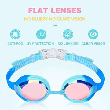 Keary 2 Pack Kids Swim Goggles Swimming Goggles for Toddler Children Girls Boys Youth, Anti-Fog Wate...