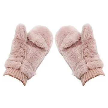 JUMISEE Women Winter Faux Fur Mittens - Cozy & Stylish