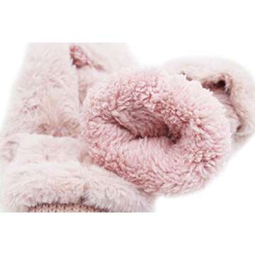 JUMISEE Women Winter Faux Fur Flip Cover Mittens Warm Soft Half Finger Fingerless Gloves