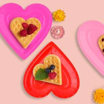 Gatherfun 48Pcs Heart Shaped Paper Plates Set - Romantic Red Heart Tableware for Valentine's, Anniversary Party Supplies & Valentine's Day Party Decorations