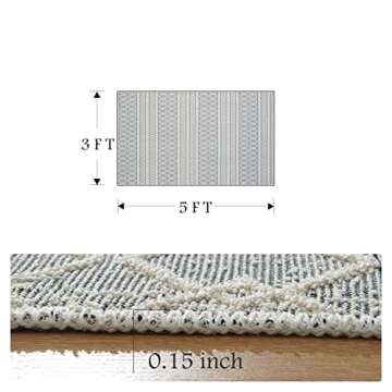 Small 3 x 5 Area Rug, Woven Tufted Boho Door Mat Indoor Entrance Carpet Machine Washable Rugs for Li...