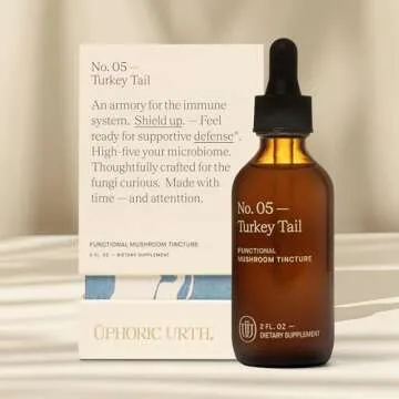 Uphoric Urth Turkey Tail Mushroom Extract - Double Extracted Fruitbody Mushroom Tincture | Immunity Booster, Manages Inflammation, Soothes Aches, Healthy Digestive Function, Antioxidants (60 Servings)