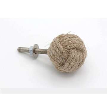 RII 8 Rope Doorknobs Nautical Twisted Decorative Jute, Rustic Rope Knot Drawer Pull and Push, Furniture Handles/Knobs, Cabinets, Wardrobes, Cupboards, Drawer 1.25"