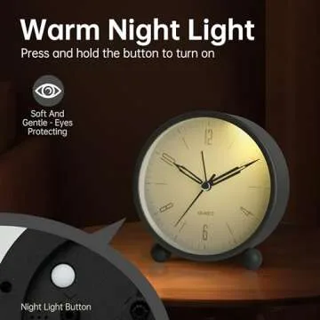 Silent Analog Alarm Clock with Night Light for All Ages