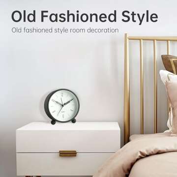 Silent Analog Alarm Clock with Night Light for All Ages