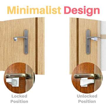 Inaya Child Proof Door Lever Lock (4-Pack) - Door Handle Lock - 3M Adhesive - Minimalist Design - No...