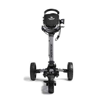 OMADA GOLF Trilite Golf Push Cart | Lightweight and Folding Golf Bag Stand | Grey and Black