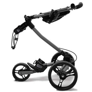 OMADA GOLF Trilite Golf Push Cart | Lightweight and Folding Golf Bag Stand | Grey and Black
