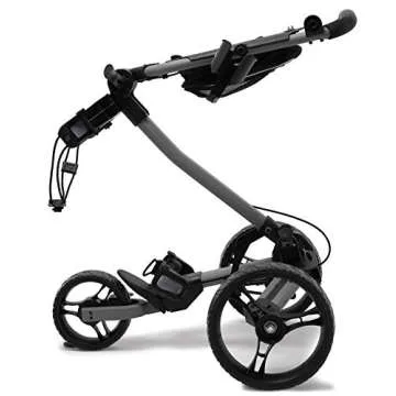 OMADA GOLF Trilite Golf Push Cart | Lightweight and Folding Golf Bag Stand | Grey and Black