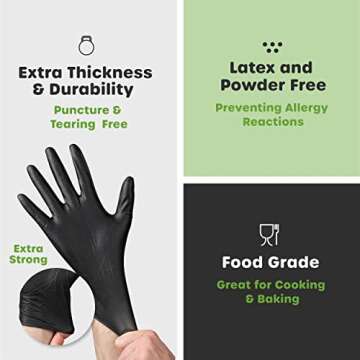 Comfy Package [100 Count HEAVY DUTY Black Nitrile Gloves Disposable Latex Free, 6 Mil Extra Strength, Powder Free, Chemical Resistant, Textured Fingertips - X-Large