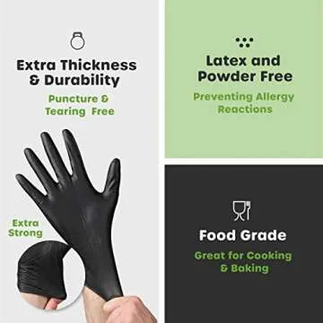 Comfy Package [100 Count HEAVY DUTY Black Nitrile Gloves Disposable Latex Free, 6 Mil Extra Strength, Powder Free, Chemical Resistant, Textured Fingertips - X-Large