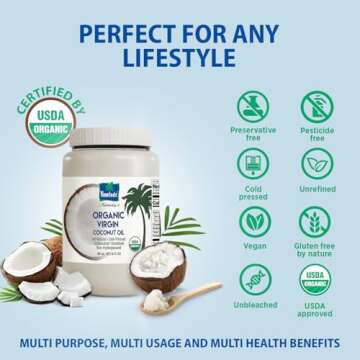 Parachute Naturalz Virgin Coconut Oil | 100% Organic Cooking Oil, Hair Oil and Body Oil | Cold Pressed | USDA Certified | 32 Fl. Oz | Plastic Jar