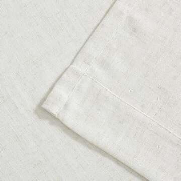 WEST LAKE Natural Linen Blended Pinch Pleated Semi Sheer Curtains 90 Inches Length,Neutral Light Filtering Drapes with Back Tabs,Airy Farmhouse Window Treatment fro Living Room Bedroom,42" Wx90 Lx2
