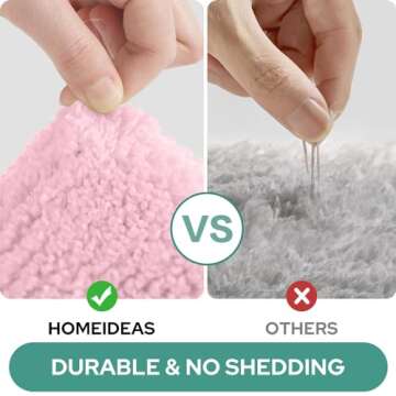 HOMEIDEAS Bathroom Rugs Sets 2 Piece, Soft and Water Absorbent Microfiber Carpet, Non-Slip Washable Bath Mats (20"x32"+16"x24", Pink and White)