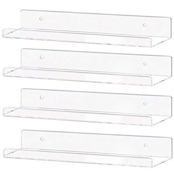 Weiai Clear Acrylic Shelf 15 Inch Invisible Floating Wall Ledge