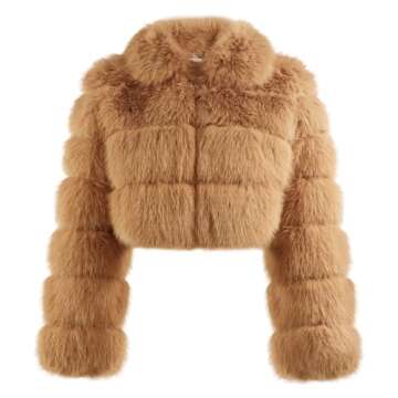 Stylish loveimgs Women Fluffy Faux Fur Cropped Jacket