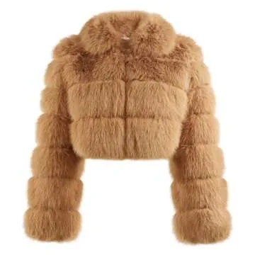 Stylish loveimgs Women Fluffy Faux Fur Cropped Jacket