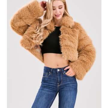 Stylish loveimgs Women Fluffy Faux Fur Cropped Jacket