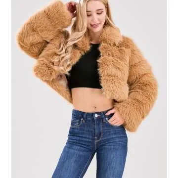 Stylish loveimgs Women Fluffy Faux Fur Cropped Jacket