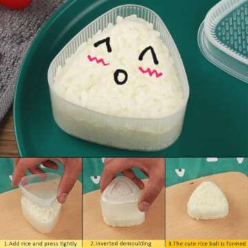 kxkxvovo Triangle Sushi Mold Form Sushi Mold Onigiri Rice Mold DIY Tool, White 2 pcs
