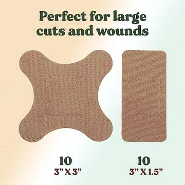 FEBU Eco-Friendly Large Organic Bamboo Bandages | PFAS Free Bandages for Scrapes & Cuts | Flexible Fabric Bandage | Latex Free Wound Dressing | Fully Compostable | 20 Count Assorted Large Bandage