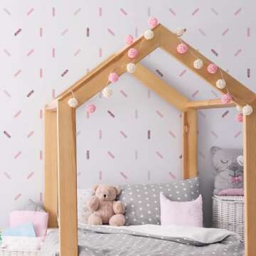 Sprinkles in Shade of Pink with Glitter Wall Decals 132pcs 2.9" - Rooms and Stickers