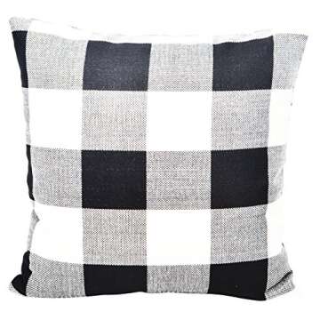 Foucome 18" Cotton Linen Tartan Plaid Pillow Cases Set of 2