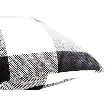 Foucome 18" Cotton Linen Tartan Plaid Pillow Cases Set of 2